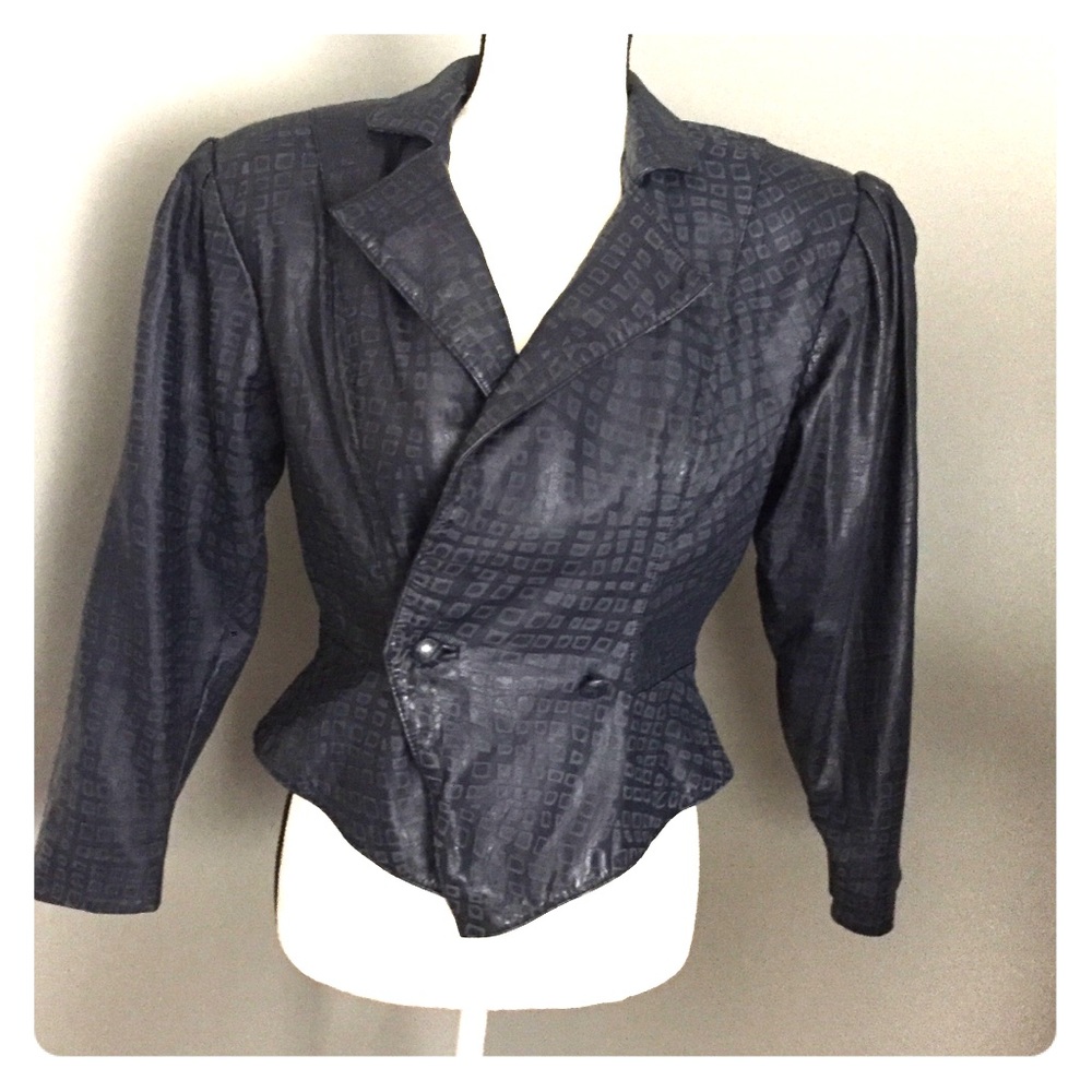 Unique Vintage Blue Leather Jacket